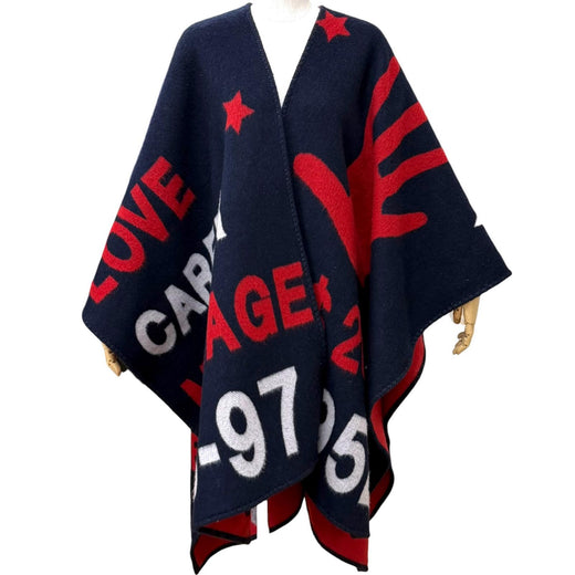 Great MONCLER GENIUS 2 poncho PONCHO Navy wool Women UNI
