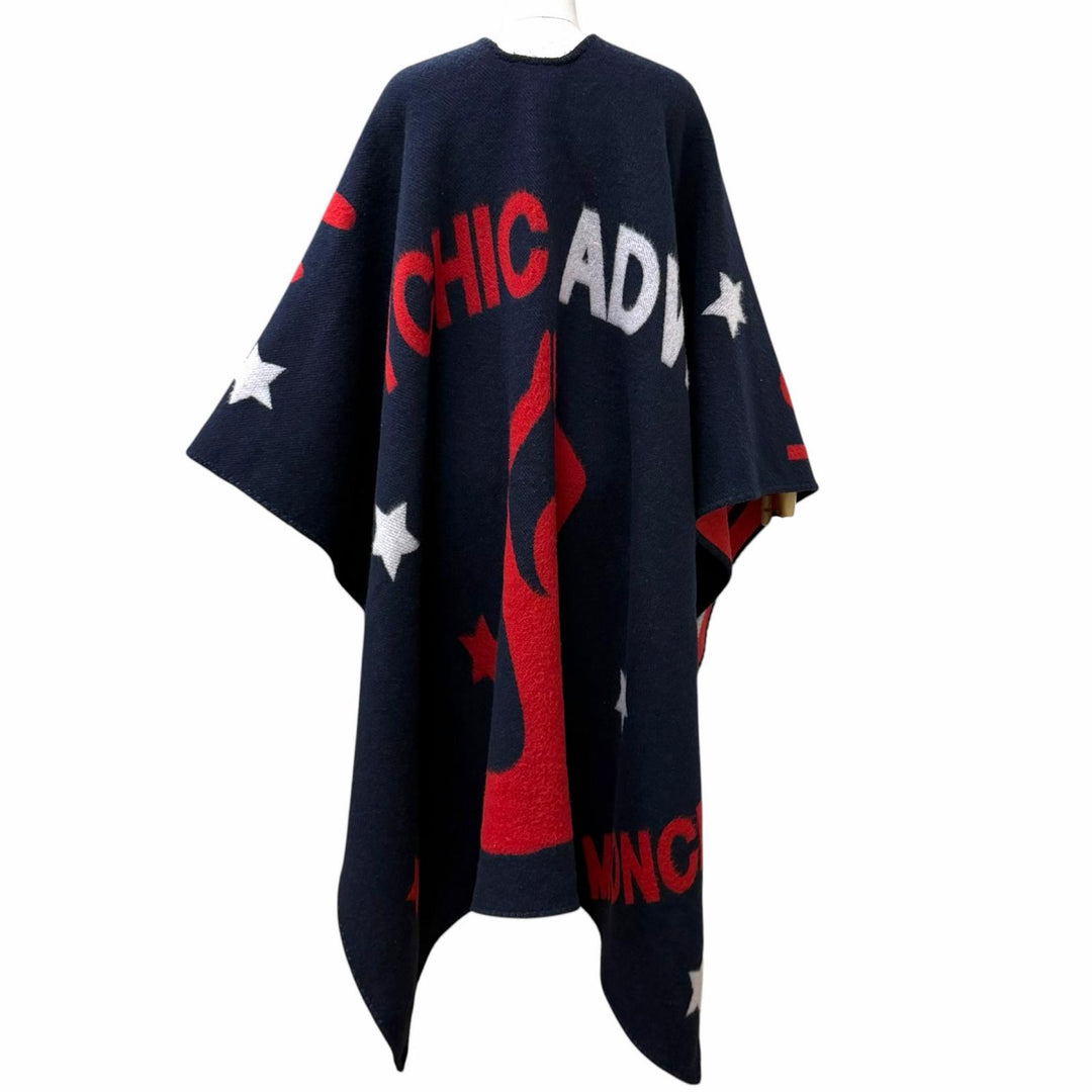 Great MONCLER GENIUS 2 poncho PONCHO Navy wool Women UNI