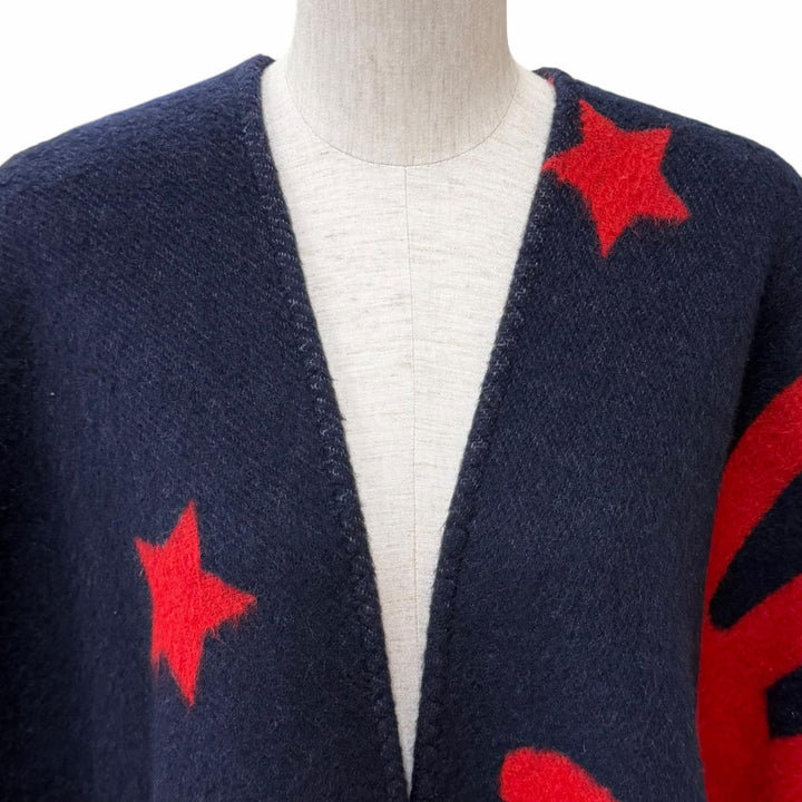Great MONCLER GENIUS 2 poncho PONCHO Navy wool Women UNI