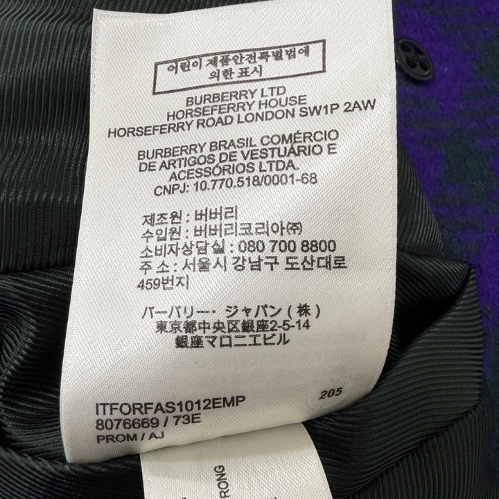 Excellent BURBERRY Chester coat Check Pattern Double Breasted green wool