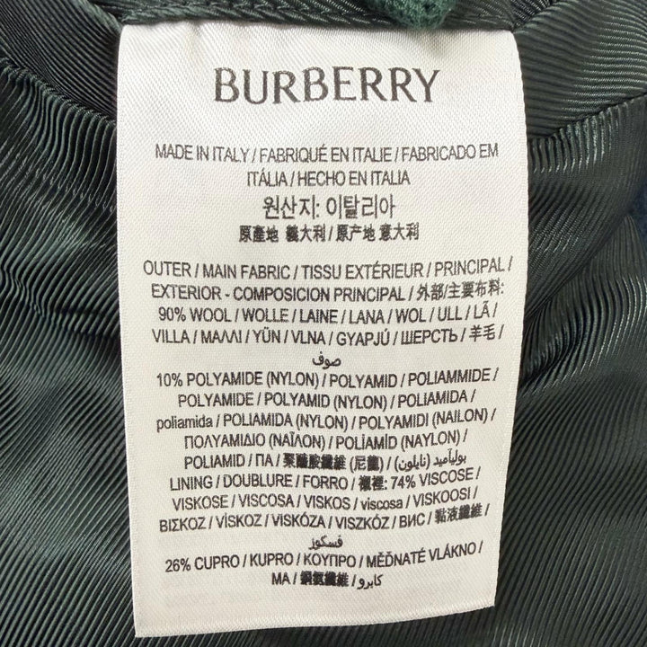 Excellent BURBERRY Chester coat Check Pattern Double Breasted green wool
