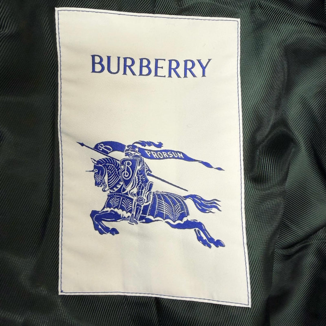Excellent BURBERRY Chester coat Check Pattern Double Breasted green wool