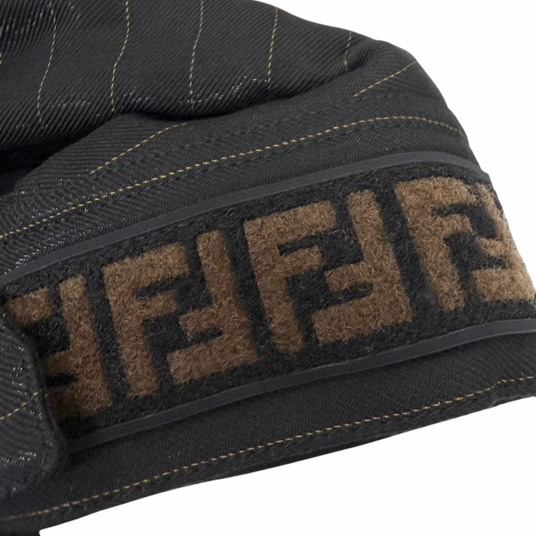 Excellent FENDI coat Stripe Pattern, Glossy, Hooded, Padded black