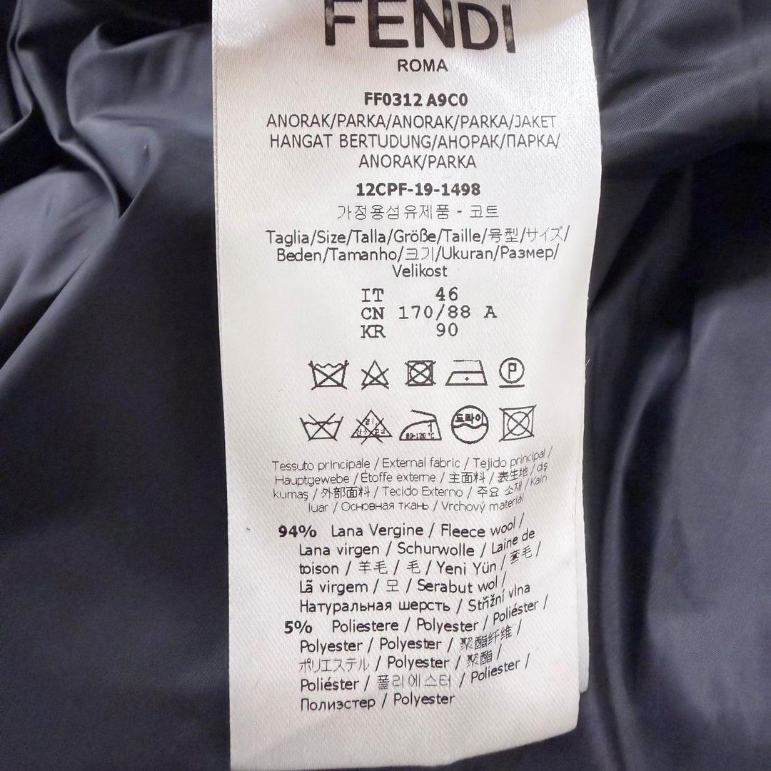 Excellent FENDI coat Stripe Pattern, Glossy, Hooded, Padded black