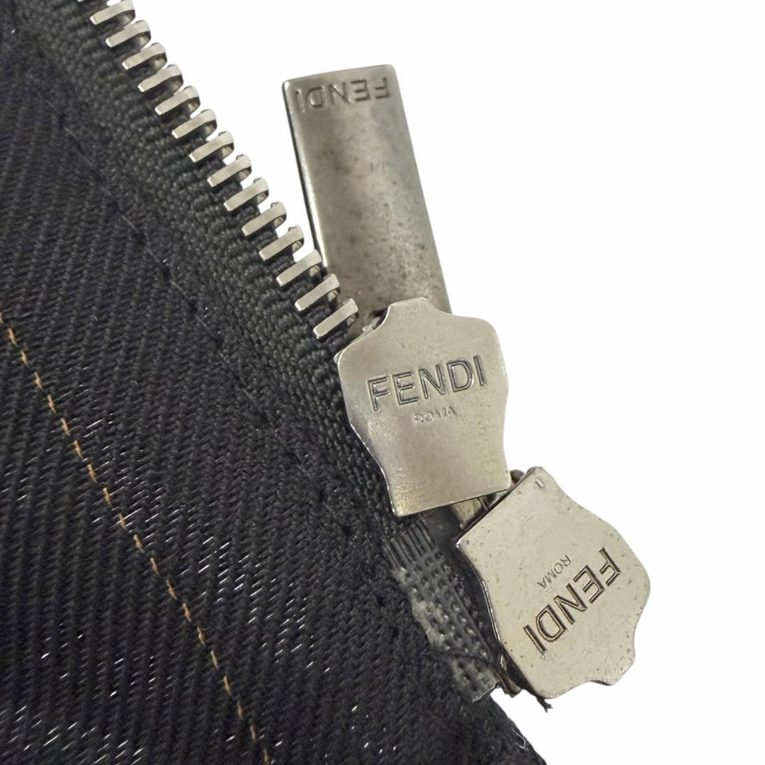 Excellent FENDI coat Stripe Pattern, Glossy, Hooded, Padded black