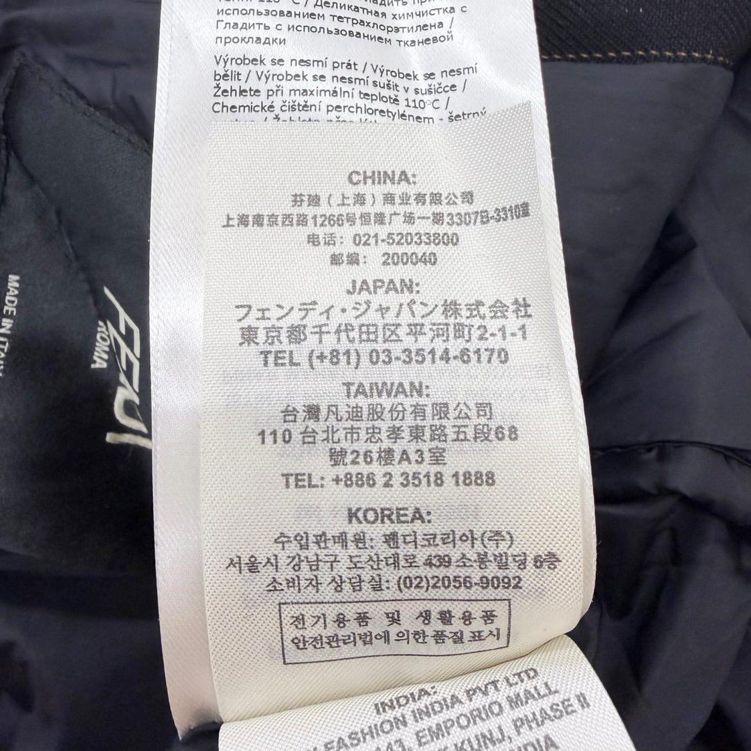 Excellent FENDI coat Stripe Pattern, Glossy, Hooded, Padded black