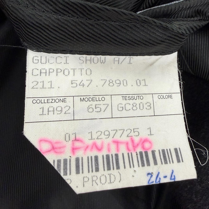 Great GUCCI coat Tom Ford era, leather detail, zip-up long jacket Dark gray 42