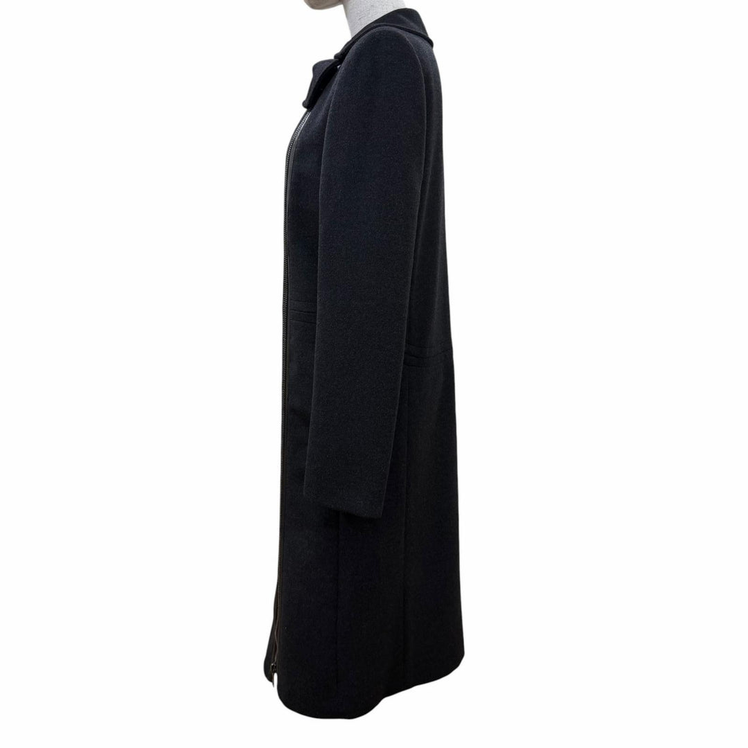 Great GUCCI coat Tom Ford era, leather detail, zip-up long jacket Dark gray 42