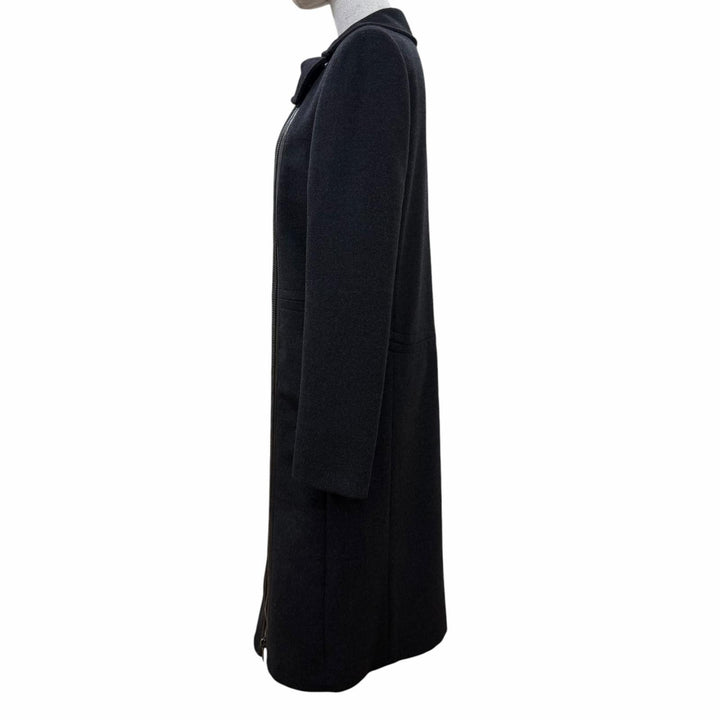 Great GUCCI coat Tom Ford era, leather detail, zip-up long jacket Dark gray 42