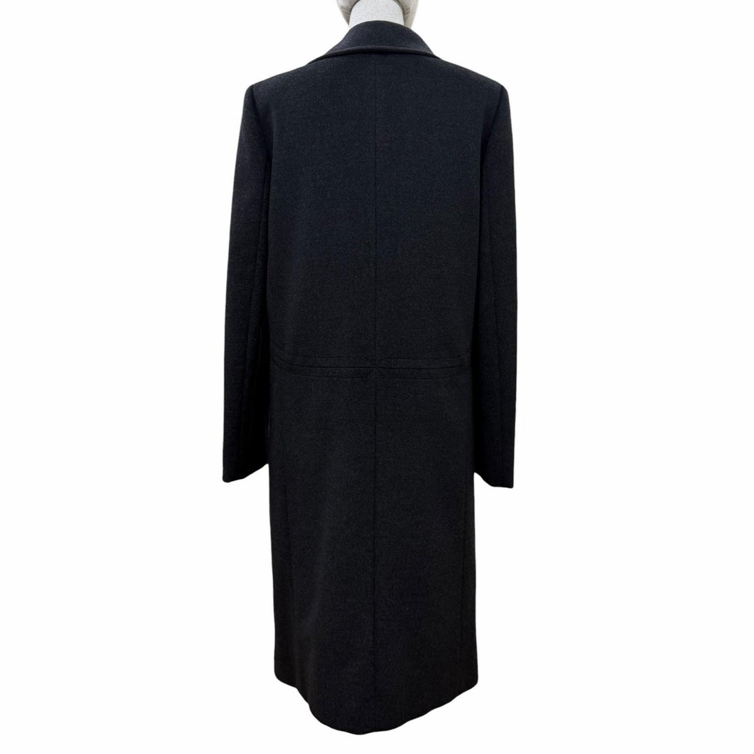 Great GUCCI coat Tom Ford era, leather detail, zip-up long jacket Dark gray 42