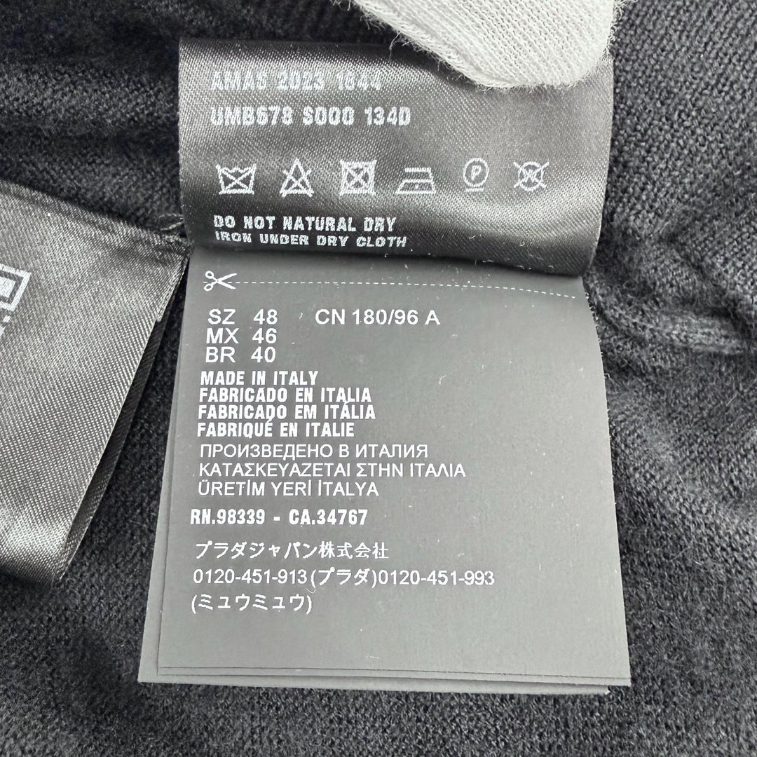 Great PRADA sweater UMB678 S000 134D black cashmere mens 48