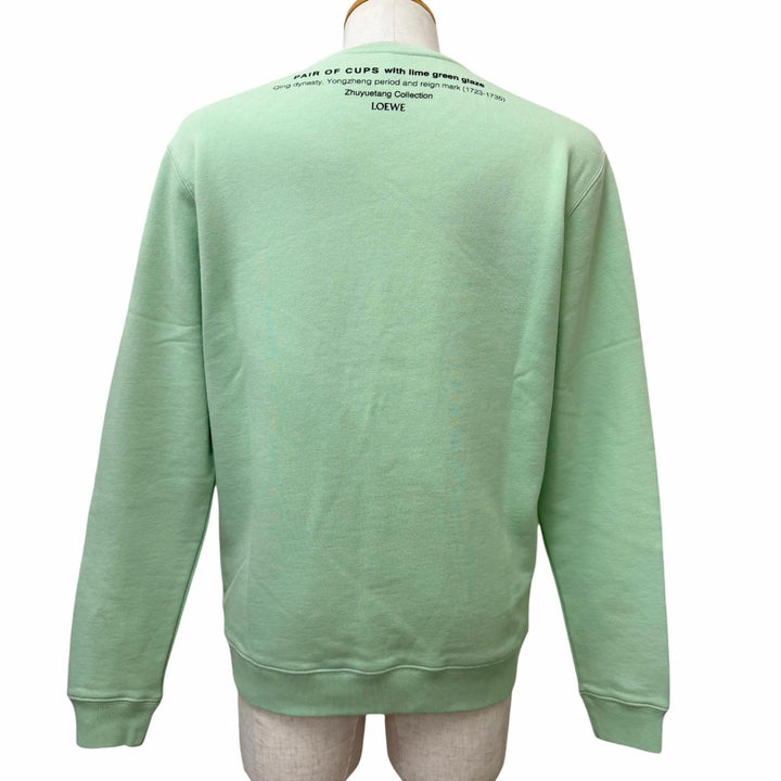 Discounted Great LOEWE sweat Photo print Pastel green cotton mens XS H800Y24X10