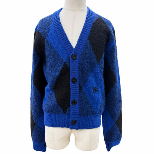 Pristine BURBERRY cardigan Argyle Check blue wool mens M 8077754