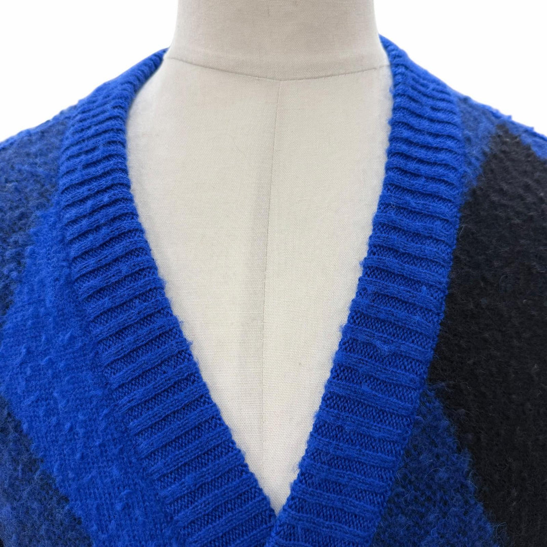 Pristine BURBERRY cardigan Argyle Check blue wool mens M 8077754