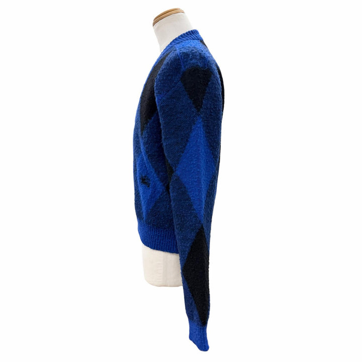 Pristine BURBERRY cardigan Argyle Check blue wool mens M 8077754