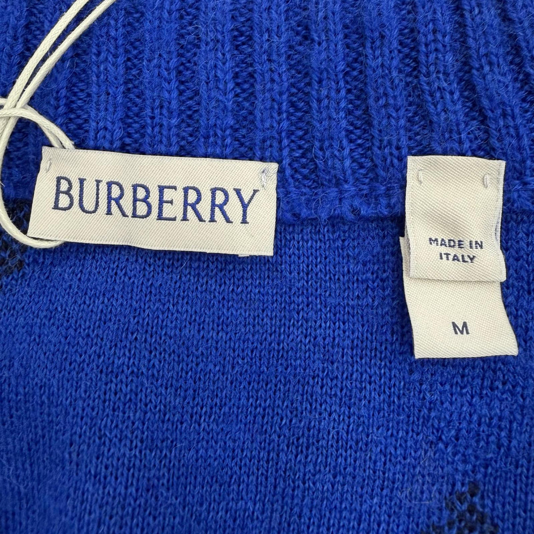 Pristine BURBERRY cardigan Argyle Check blue wool mens M 8077754