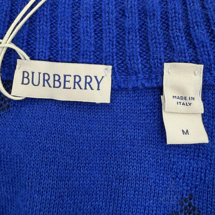Pristine BURBERRY cardigan Argyle Check blue wool mens M 8077754