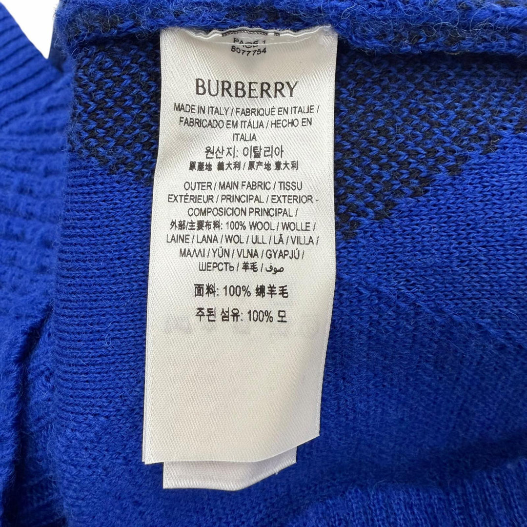 Pristine BURBERRY cardigan Argyle Check blue wool mens M 8077754