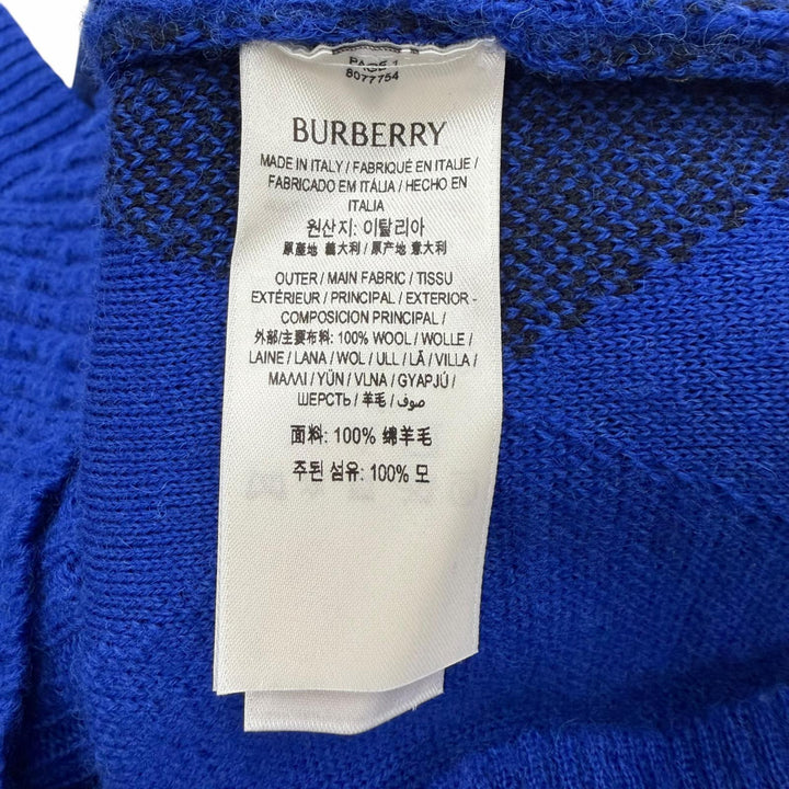 Pristine BURBERRY cardigan Argyle Check blue wool mens M 8077754