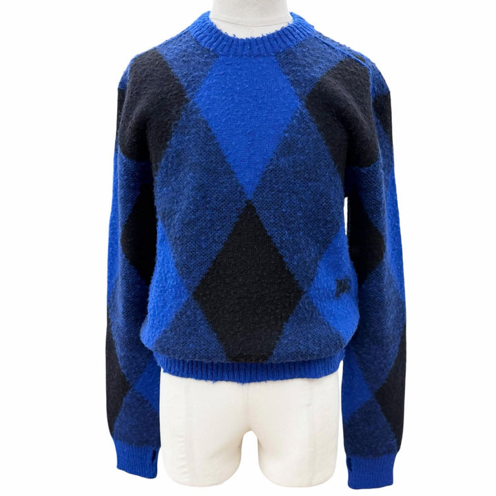 Pristine BURBERRY sweater Argyle Check EKD blue wool mens S 8078750