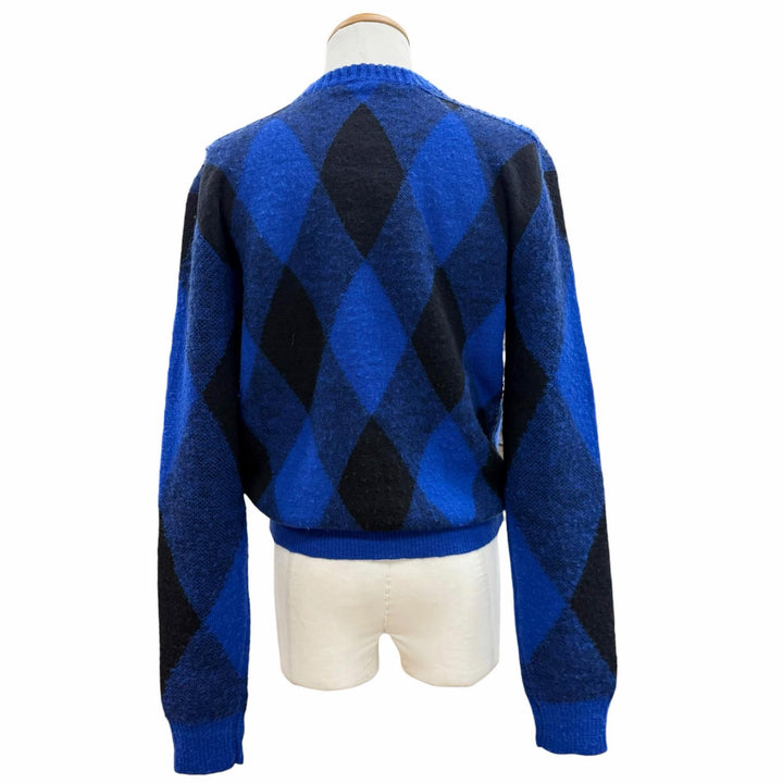 Pristine BURBERRY sweater Argyle Check EKD blue wool mens S 8078750