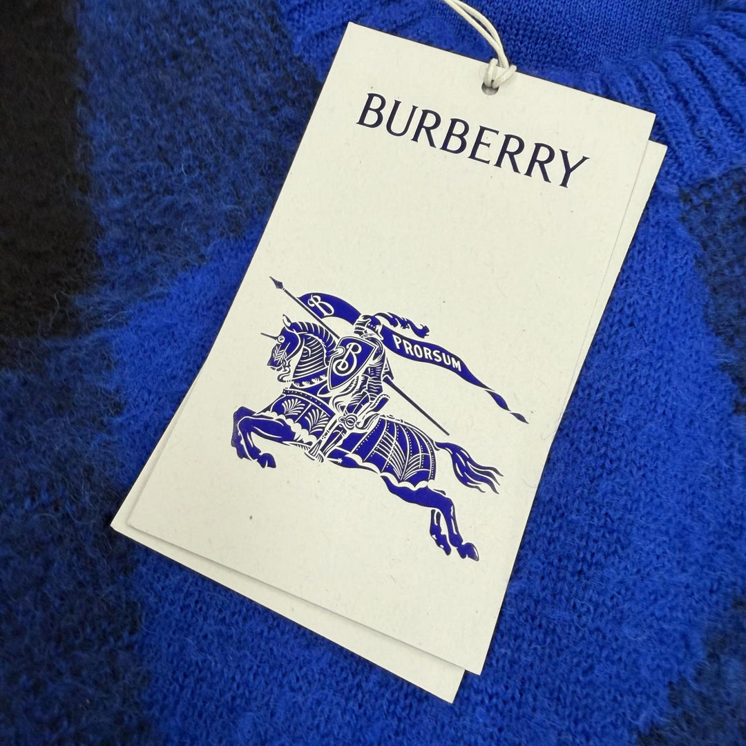 Pristine BURBERRY sweater Argyle Check EKD blue wool mens S 8078750