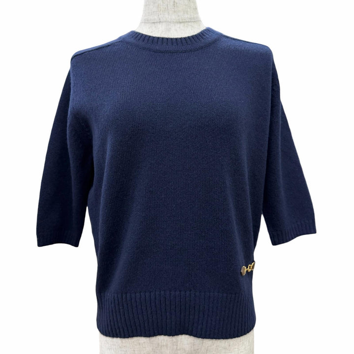 Excellent GUCCI knit sweater with horsebit detail Navy cashmere S 628389