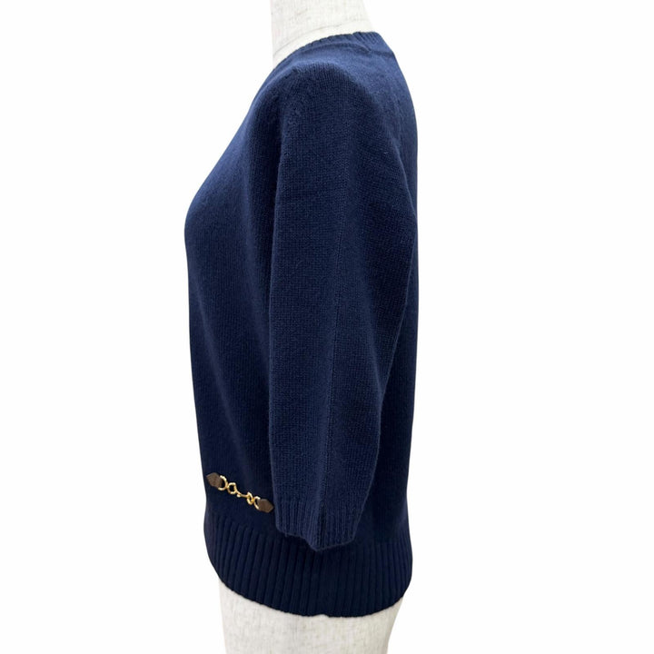 Excellent GUCCI knit sweater with horsebit detail Navy cashmere S 628389
