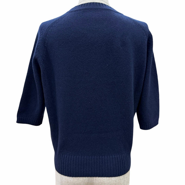 Excellent GUCCI knit sweater with horsebit detail Navy cashmere S 628389