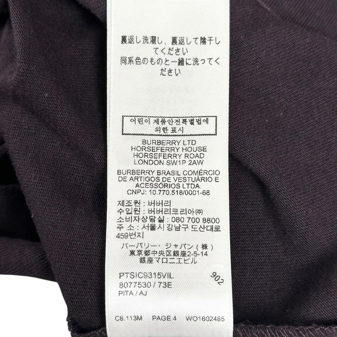 Pristine BURBERRY sweat Logo embroidery, purple cotton mens L 8077530