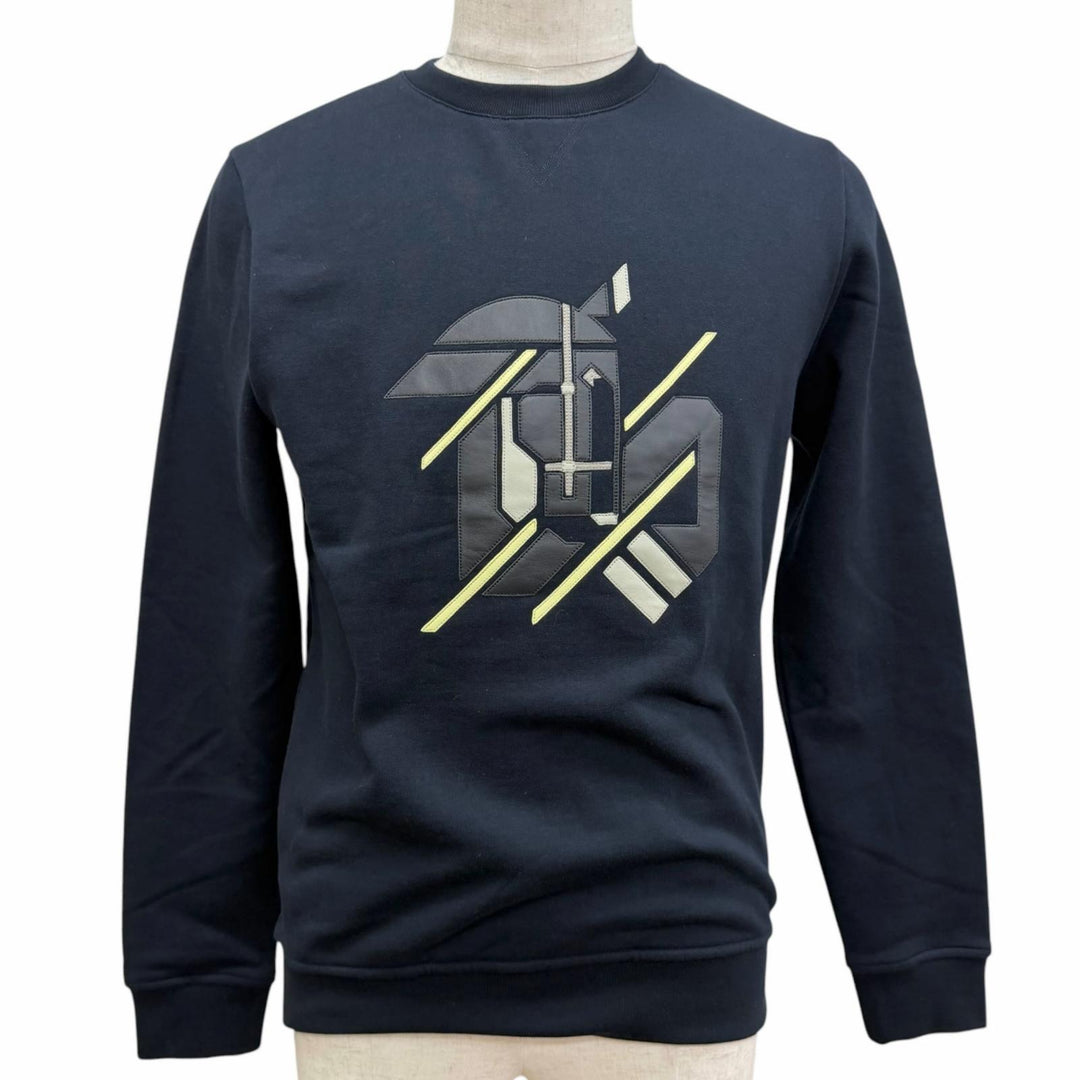Pristine HERMES sweat Chevaux en Symetrie Lamb Leather Patch