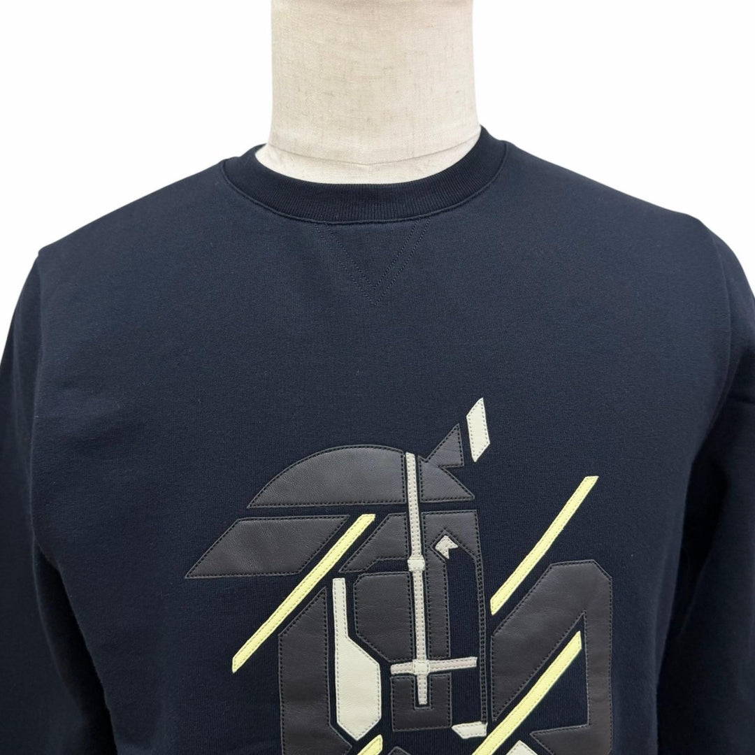 Pristine HERMES sweat Chevaux en Symetrie Lamb Leather Patch