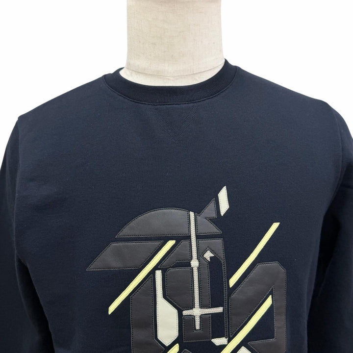 Pristine HERMES sweat Chevaux en Symetrie Lamb Leather Patch