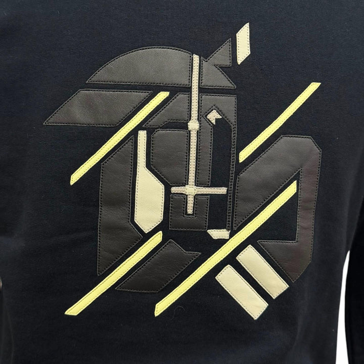 Pristine HERMES sweat Chevaux en Symetrie Lamb Leather Patch