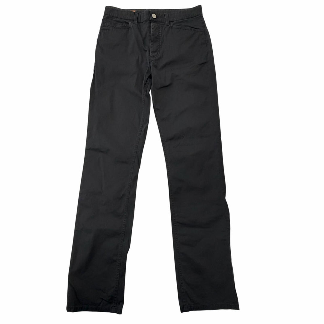 Discounted Very Good HERMES Pants Serie button logo leather patch black cotton mens 40
