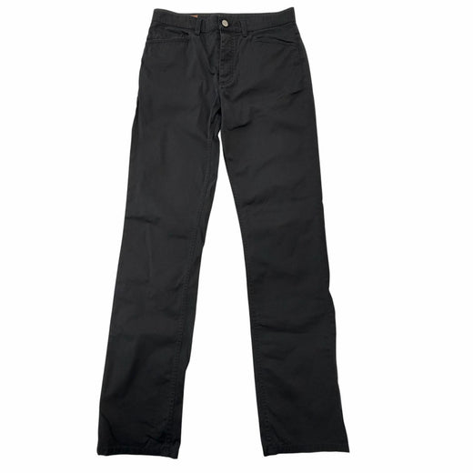Discounted Very Good HERMES Pants Serie button logo leather patch black cotton mens 40