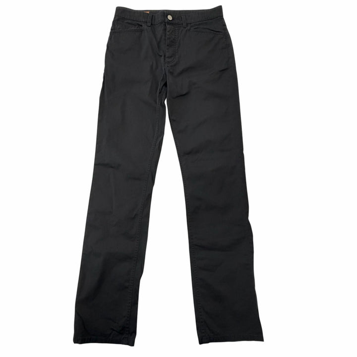 Discounted Very Good HERMES Pants Serie button logo leather patch black cotton mens 40