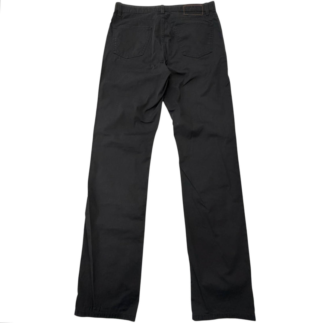 Discounted Very Good HERMES Pants Serie button logo leather patch black cotton mens 40