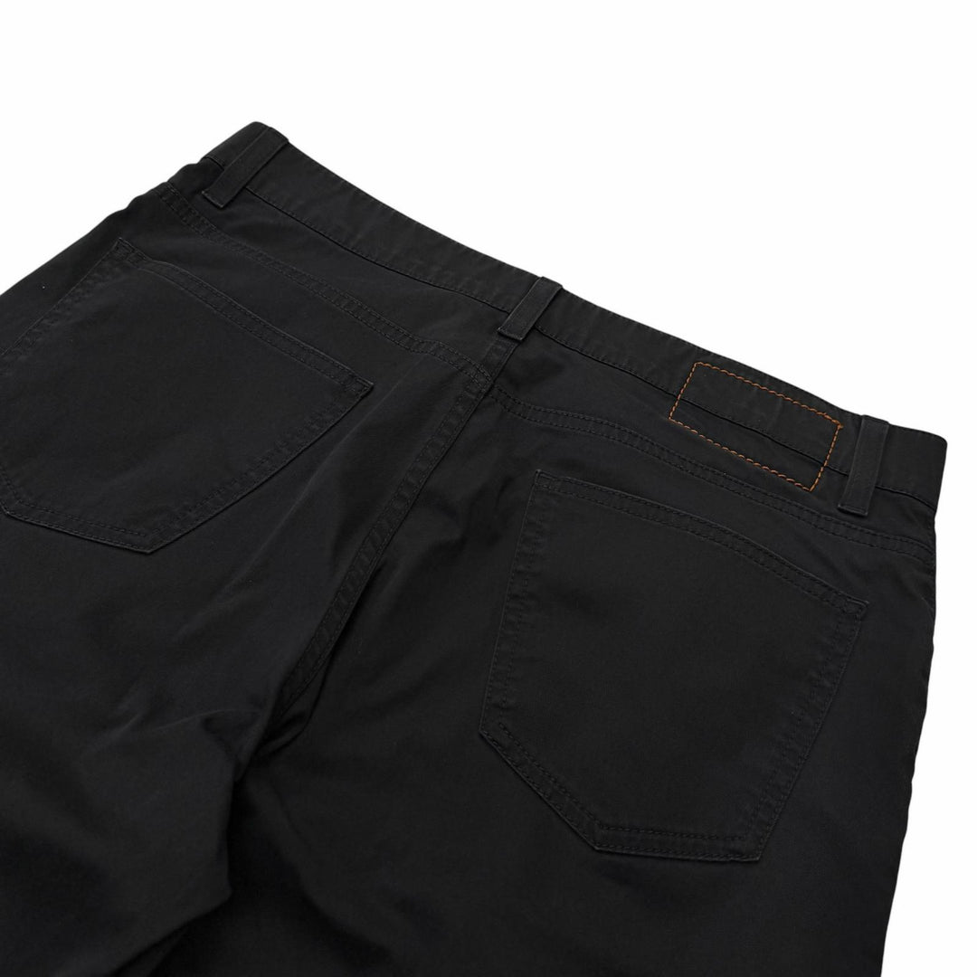 Discounted Very Good HERMES Pants Serie button logo leather patch black cotton mens 40
