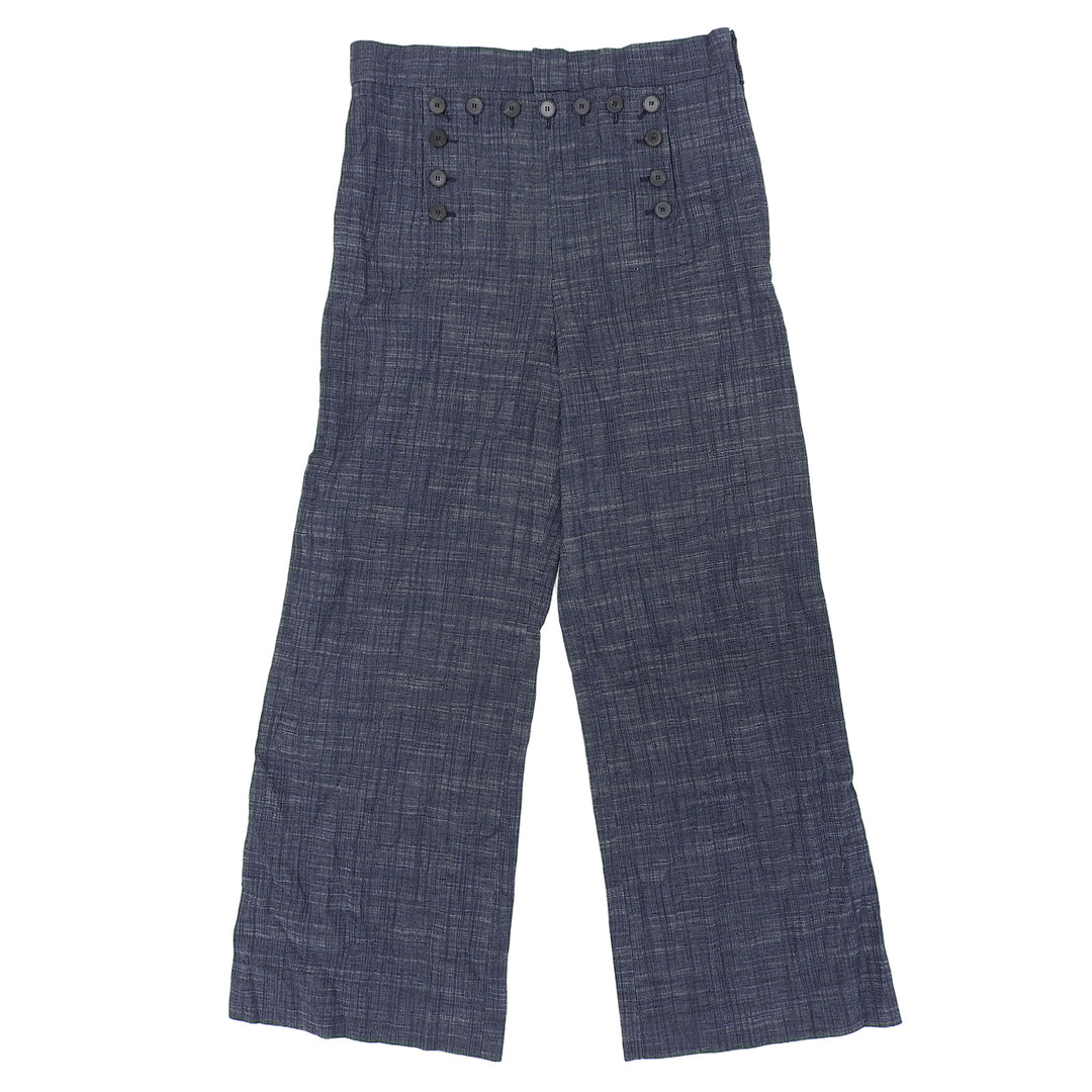 Excellent Christian Dior Pants Sailor Front Wide Pants Navy Women 42 121P50S3360