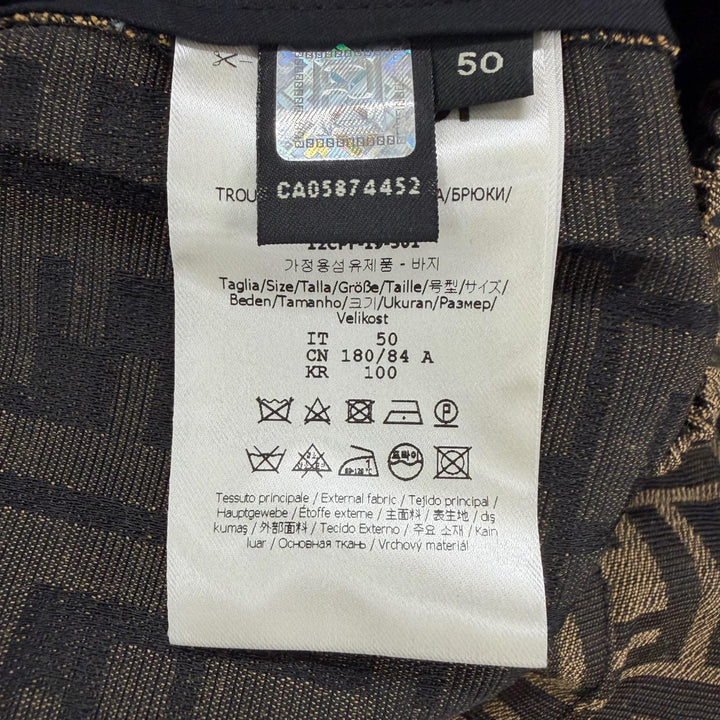 Pristine FENDI Pants FF logo CG Brown polyester mens 50 FB0479