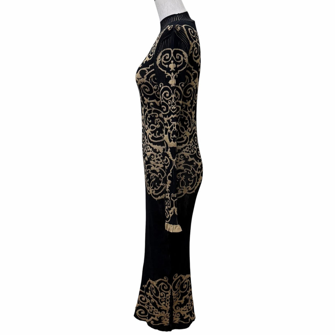 Excellent FENDI one piece Frilled cuffs, high neck, long knit Rayon 38 FZD782
