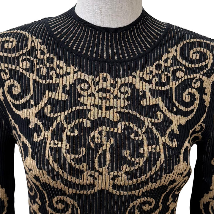 Excellent FENDI one piece Frilled cuffs, high neck, long knit Rayon 38 FZD782