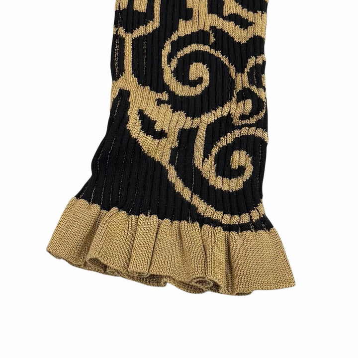 Excellent FENDI one piece Frilled cuffs, high neck, long knit Rayon 38 FZD782