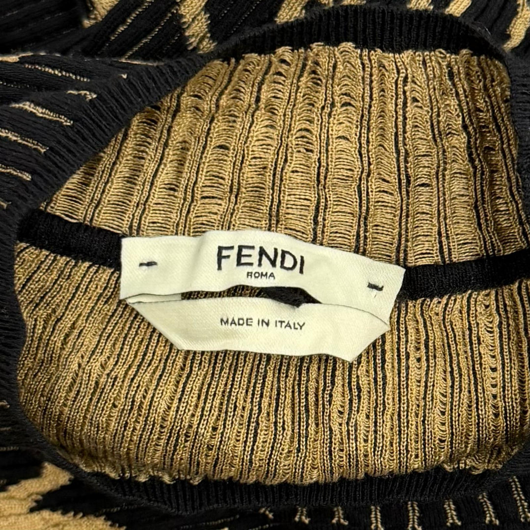 Excellent FENDI one piece Frilled cuffs, high neck, long knit Rayon 38 FZD782