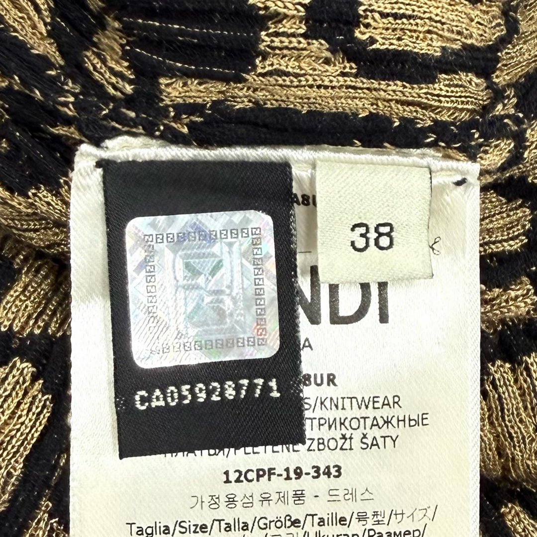 Excellent FENDI one piece Frilled cuffs, high neck, long knit Rayon 38 FZD782
