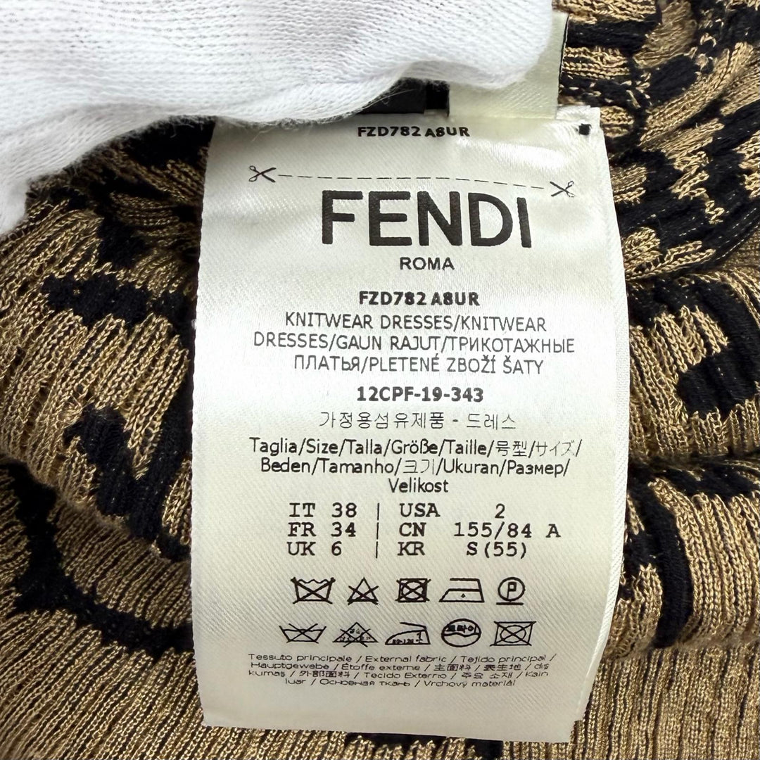 Excellent FENDI one piece Frilled cuffs, high neck, long knit Rayon 38 FZD782