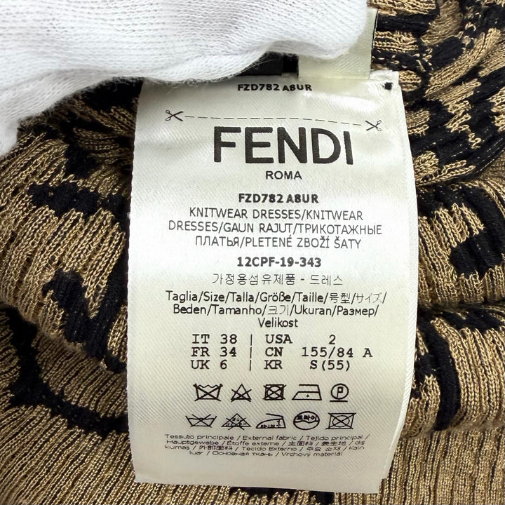 Excellent FENDI one piece Frilled cuffs, high neck, long knit Rayon 38 FZD782