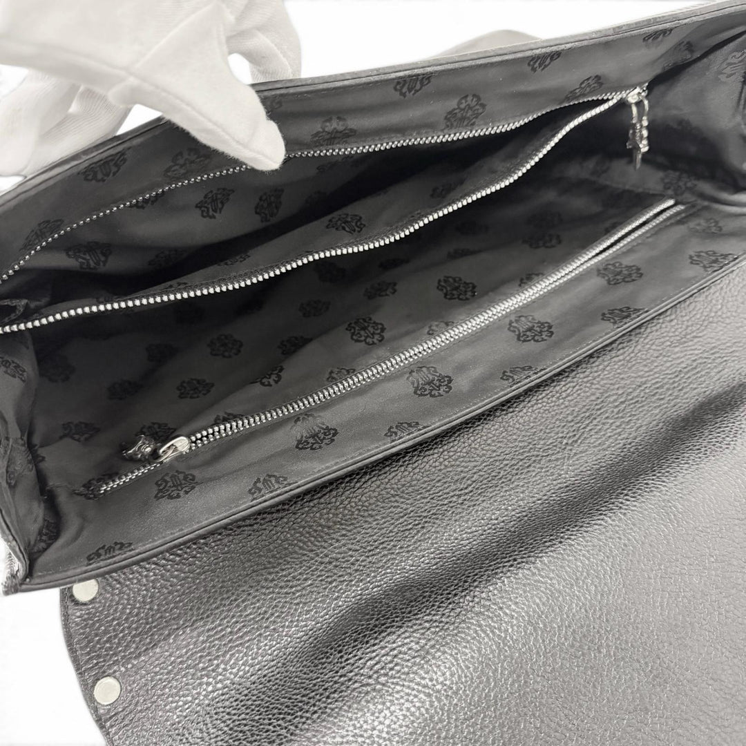 Great CHROME HEARTS Briefcase Gunslinger CH Plus black leather mens