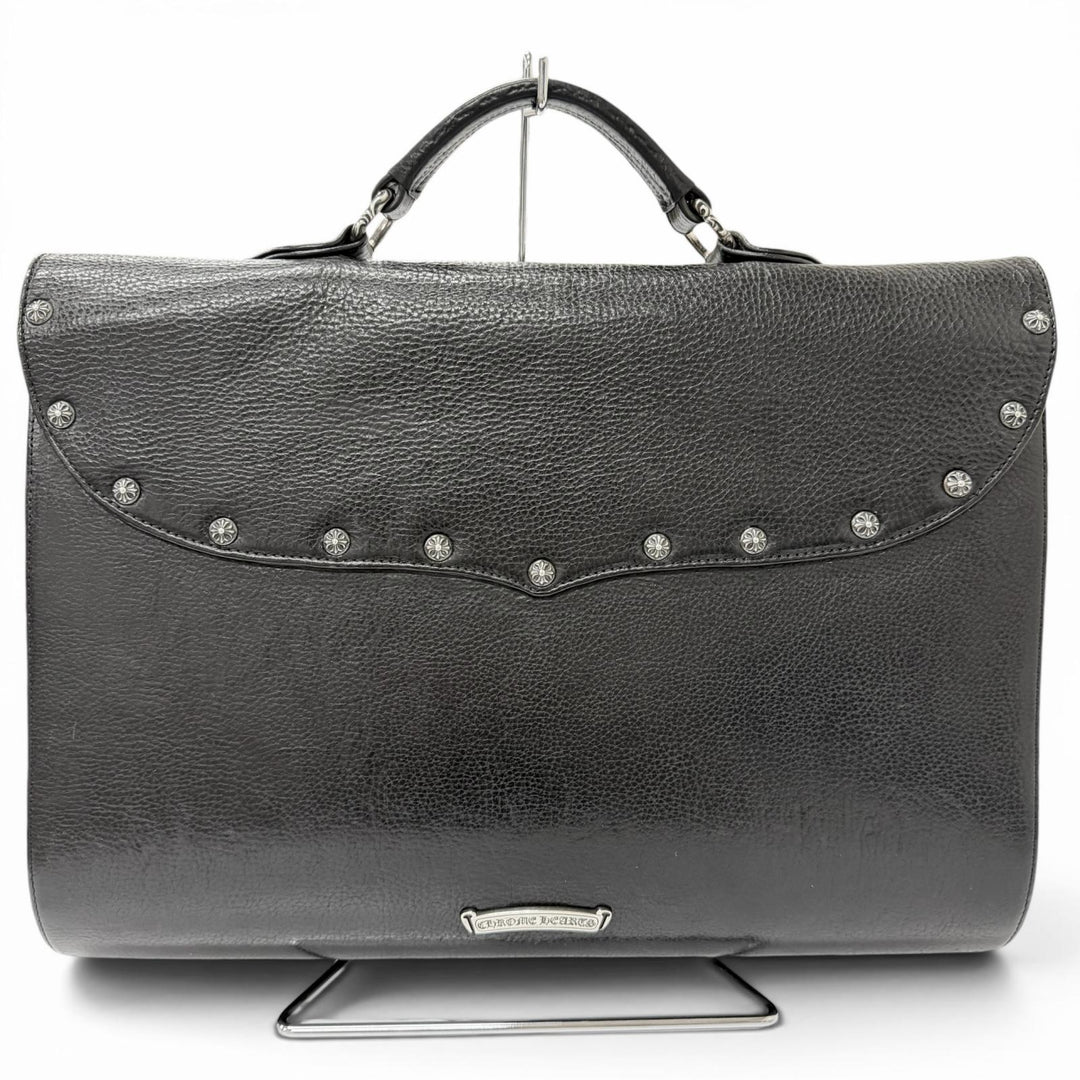 Great CHROME HEARTS Briefcase Gunslinger CH Plus black leather mens